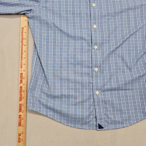 UNTUCKit Shirt Mens L Blue White Plaid Button Up Slim Fit Morisoli - Picture 5 of 10
